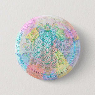 Macaron Rond 5 Cm Fleur de vie / Blume des Lebens - Coeurs d'amour