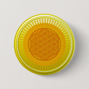 Macaron Rond 5 Cm Fleur de vie / Blume des Lebens - Jaune SUNNY