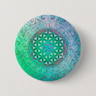 Macaron Rond 5 Cm Fleur de vie / Blume des Lebens - Ornement IV