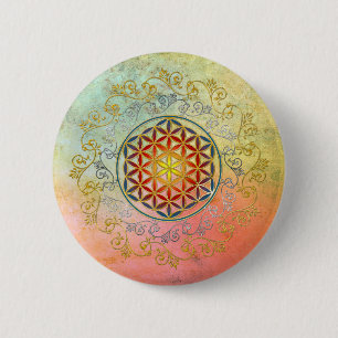 Macaron Rond 5 Cm Fleur de vie / Blume des Lebens - Ornement IV BG