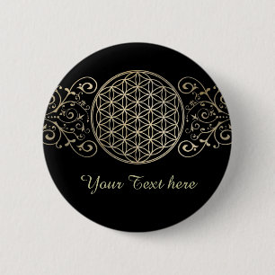 Macaron Rond 5 Cm Fleur de vie / Blume des Lebens - vintage IX