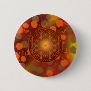 Macaron Rond 5 Cm fleur de vie, chakra, zen, géométrique sacrée,