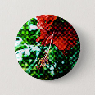 Macaron Rond 5 Cm Fleur d'Hibiscus rouge