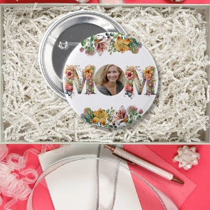 Macaron Rond 5 Cm Fleur Fête des mères MOM personnalisée Photo