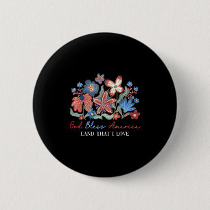 Macaron Rond 5 Cm Fleur God Bless America 4 juillet Fête de l'Indépe