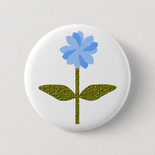 Macaron Rond 5 Cm Fleur marguerite Bouton Bleu