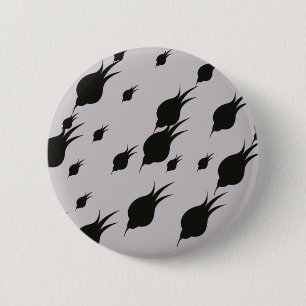 Macaron Rond 5 Cm fleur noire dans les flocons de neige