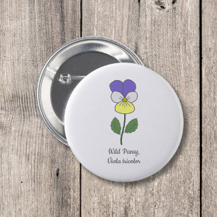 Macaron Rond 5 Cm Fleur pastel botanique sauvage de Pansy
