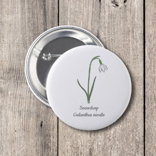 Macaron Rond 5 Cm Fleur pastel botanique Snowdrop