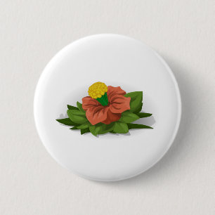 Macaron Rond 5 Cm Fleur Plante Vert Rouge Jaune Nature printemps