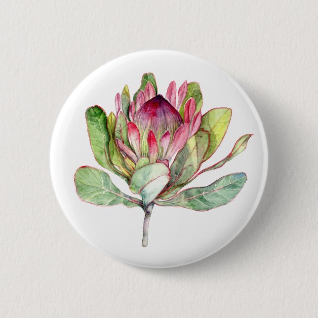 Macaron Rond 5 Cm Fleur Protea (Devant)