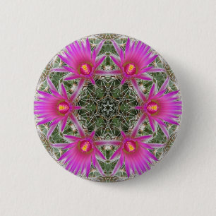 Macaron Rond 5 Cm Fleur rose de cactus