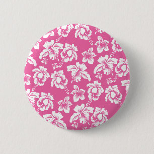 Macaron Rond 5 Cm Fleur rose hawaïenne