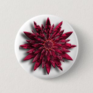 Macaron Rond 5 Cm fleur rouge