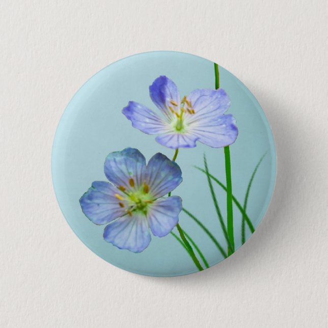 Macaron Rond 5 Cm Fleur sauvage bleu (Devant)