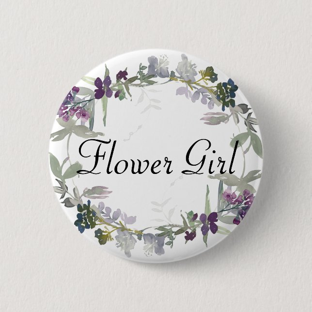 Macaron Rond 5 Cm Fleur sauvage d'aquarelle Lavender Flower Girl (Devant)