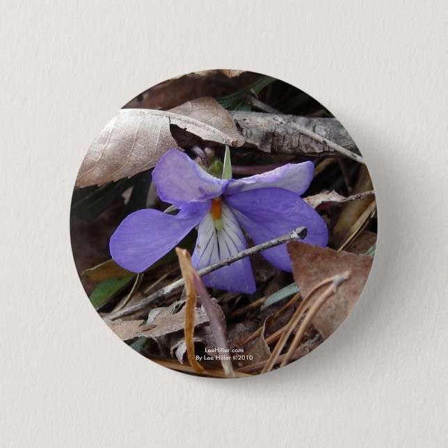Macaron Rond 5 Cm Fleur sauvage Oiseaux-Pied Violet Sources thermale (Devant)