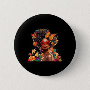 Macaron Rond 5 Cm Fleurs Afro Femmes Papillon Latina Afro Amérique