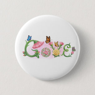 Macaron Rond 5 Cm Fleurs Amour 