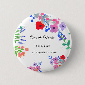 Macaron Rond 5 Cm Fleurs aquarelle