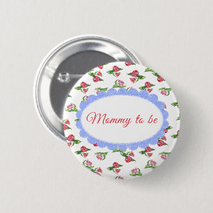 Macaron Rond 5 Cm Fleurs aquarelle vintage Maman à venir