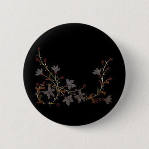 Macaron Rond 5 Cm Fleurs Art Déco sur fond noir