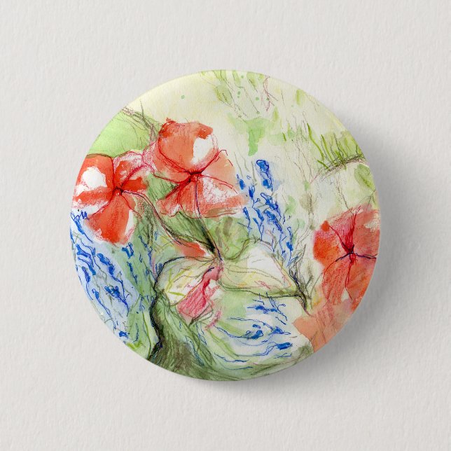 Macaron Rond 5 Cm Fleurs Balsam et Lobelia (Devant)