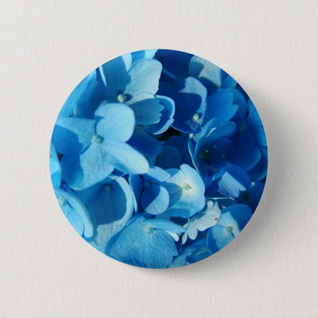 Macaron Rond 5 Cm Fleurs bleues, hydrangea (Devant)