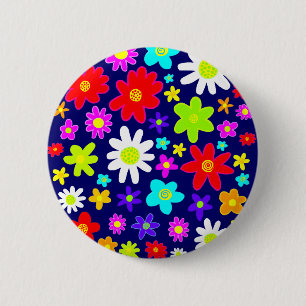 Macaron Rond 5 Cm Fleurs colorées