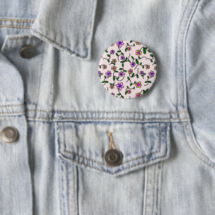 Macaron Rond 5 Cm Fleurs colorées, Motif Floral, Verdure, Boho