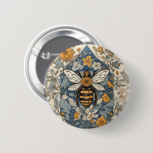 Macaron Rond 5 Cm Fleurs d'abeilles vintages et sauvages