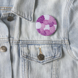 Macaron Rond 5 Cm Fleurs Dahlia, Motif De Fleurs, Dahlia Violet