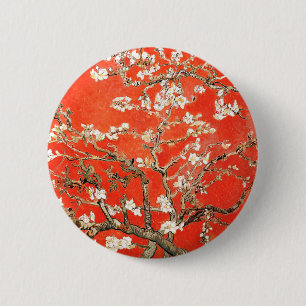 Macaron Rond 5 Cm Fleurs d'amandes rouges - Vincent Van Gogh