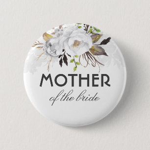 Macaron Rond 5 Cm Fleurs d'aquarelle blanche et or Mariage élégant