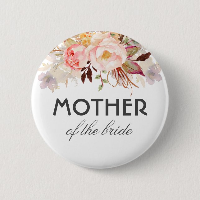 Macaron Rond 5 Cm Fleurs d'aquarelle rose pâle Mariage élégant (Devant)