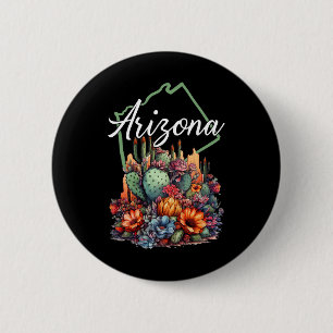 Macaron Rond 5 Cm Fleurs de cactus fleuries Cool Arizona Extérieur R