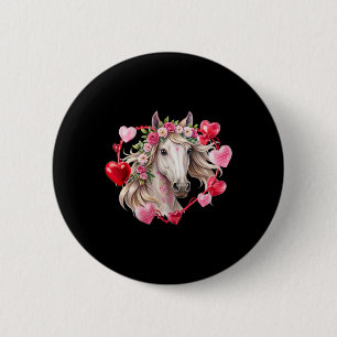 Macaron Rond 5 Cm Fleurs de cheval Cœurs Bonne Saint-Valentin Équest