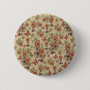 Macaron Rond 5 Cm Fleurs de cuir sur le daim