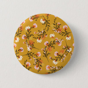 Macaron Rond 5 Cm Fleurs de fond jaune