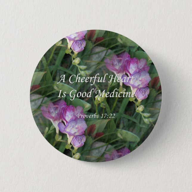 Macaron Rond 5 Cm Fleurs de freesia du ~ Proverbs17-22 (Devant)