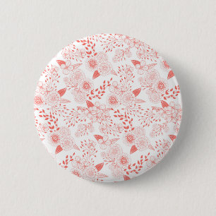 Macaron Rond 5 Cm Fleurs de gribouillis dans le corail vivant