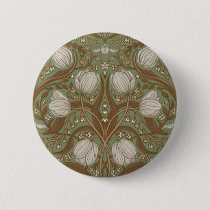 Macaron Rond 5 Cm Fleurs de jardin printanier sur sauge