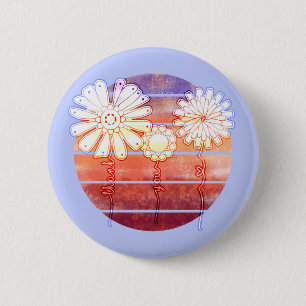 Macaron Rond 5 Cm Fleurs de Merci au coucher du soleil - Bleu clair