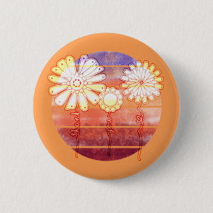 Macaron Rond 5 Cm Fleurs de Merci au coucher du soleil - Bouton oran