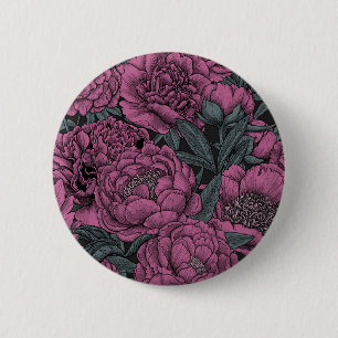 Macaron Rond 5 Cm Fleurs de pivoines violettes