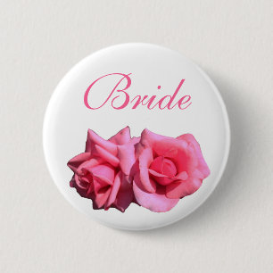 Macaron Rond 5 Cm fleurs de rose rose mariée ou marié mariage