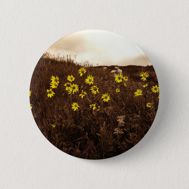 Macaron Rond 5 Cm Fleurs de soleil (Devant)