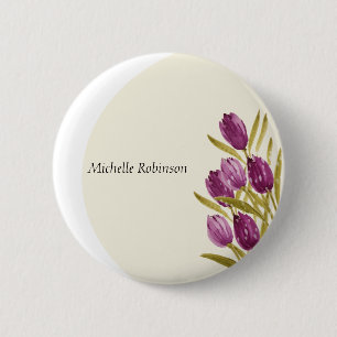 Macaron Rond 5 Cm Fleurs de tulipes à l'aquarelle élégante