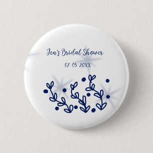 Macaron Rond 5 Cm Fleurs d'étoiles bleues Royal luxe Baby Shower