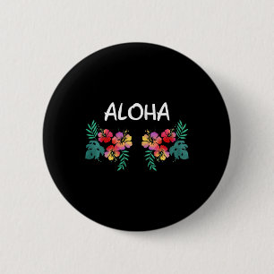 Macaron Rond 5 Cm Fleurs d'Hibiscus pour Femmes Bustier Hawaïen Aloh